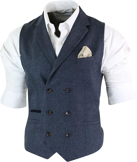 Cavani Gilet a Doppio Petto da Uomo Tweed Classico Vintage Stile Blinders :  Amazon.it: Abbigliamento