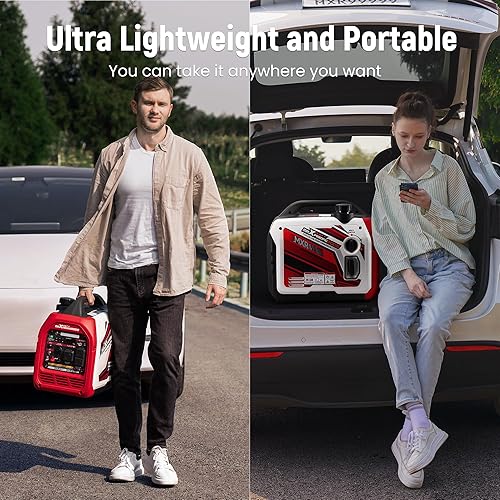 Vista 39 de MaXpeedingrods Generador inversor portátil de 3500 vatios a gas, compatible con la EPA, compacto y ligero para energía de respaldo en el hogar