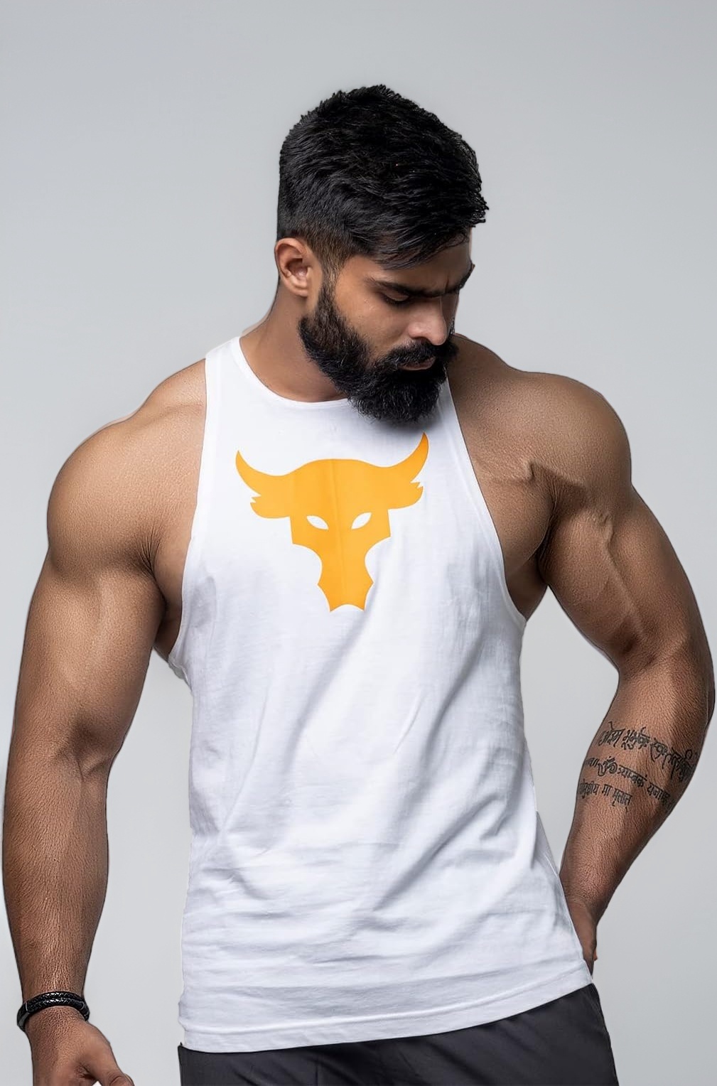 JUARI BE A GENTLEMAN Men's Cotton Regular Fit, Sleeveless, Stringer Y Back Tank Tops Look