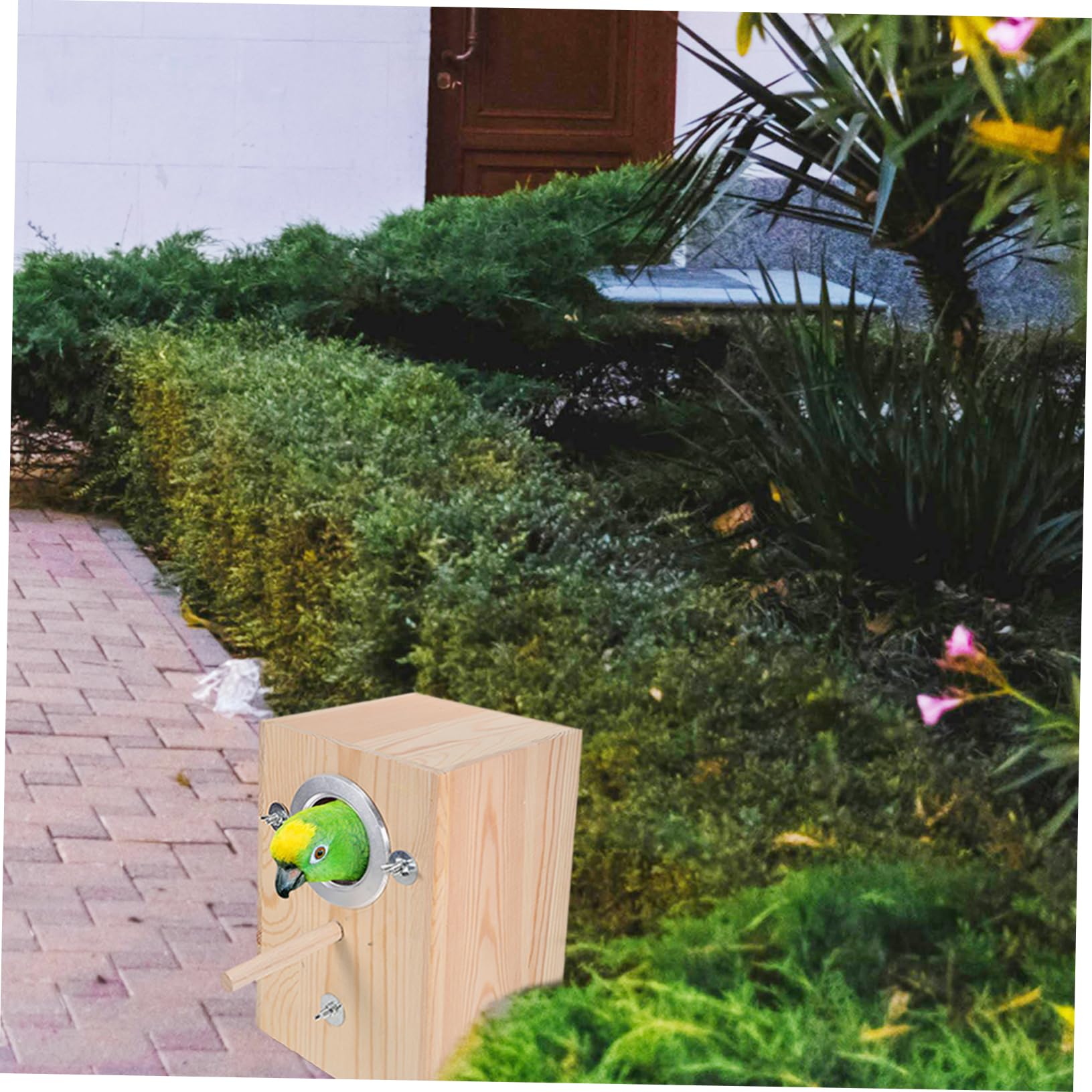 HEMOTON Boîte pour Oiseaux Nichoir Pratique pour Perroquets et Petits Oiseaux Accessoire de Nidification pour Décoration de Jardin et Protection Prédateurs