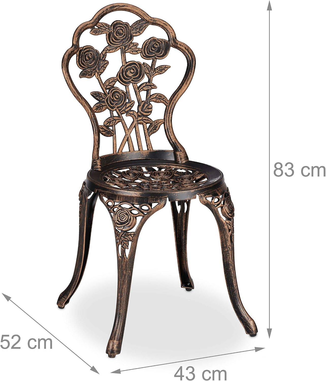 Relaxdays Garden Furniture Set, 3 Pieces, Round Table, 2 Chairs, Antique Metal Design, Cast Aluminium, Vintage Bronze