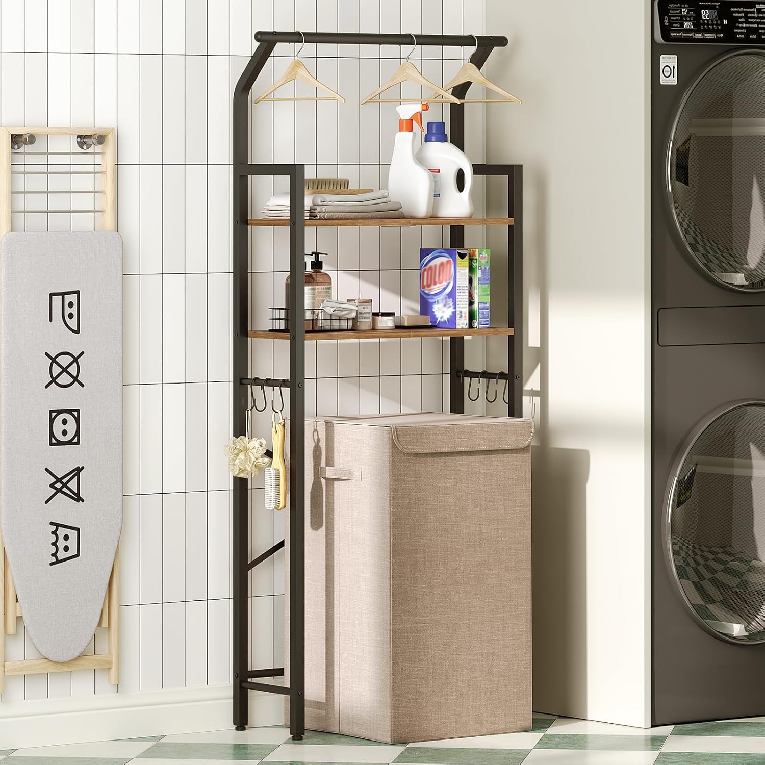 Over The Toilet Storage, Bedside Shelf, Bed Shelf with 360° Rotating and Height-Adjustable Tray, TR01BR-ET21BR