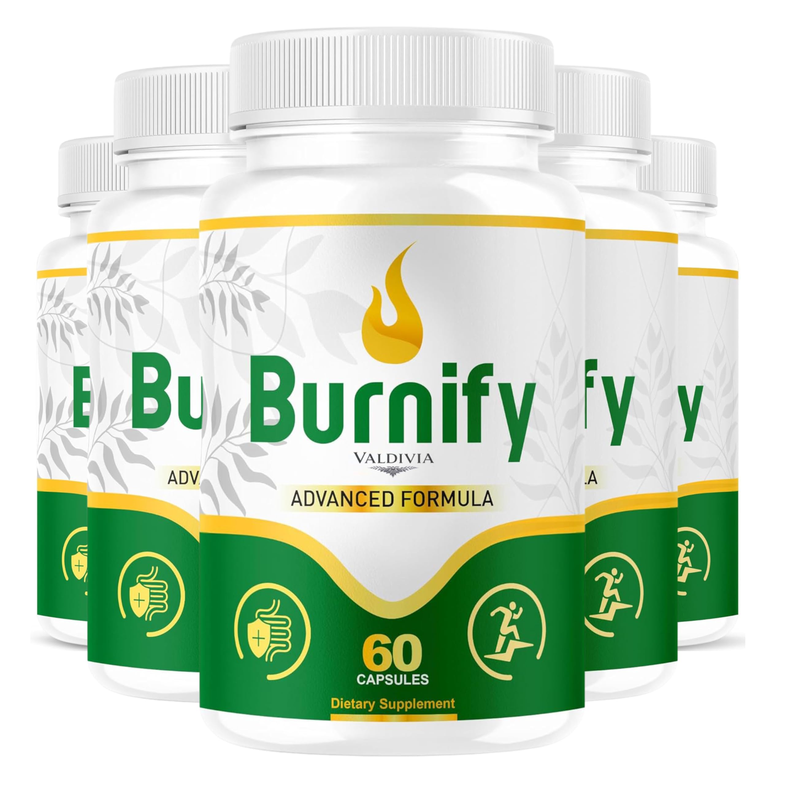 (5 Pack) Burnify Capsules - Official Burnify Premium Advanced Formula Capsulas Natural Ingredients Multivitamin Supplement Support Pastillas for Health Overall & Wellness, 300 Capsules for 5 Months