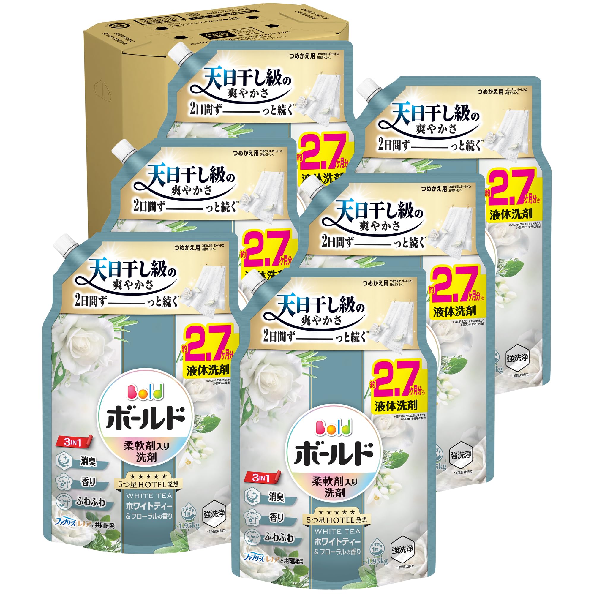 Amazon.co.jp: ボールド 液体【ケース品】大容量 1950g×6袋 ホワイト