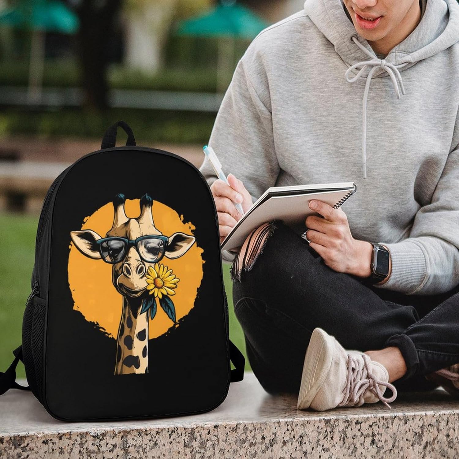 Giraffe Printed Laptop Backpack for Men Women 17 Inch Shoulder Bag Travel Daypack
