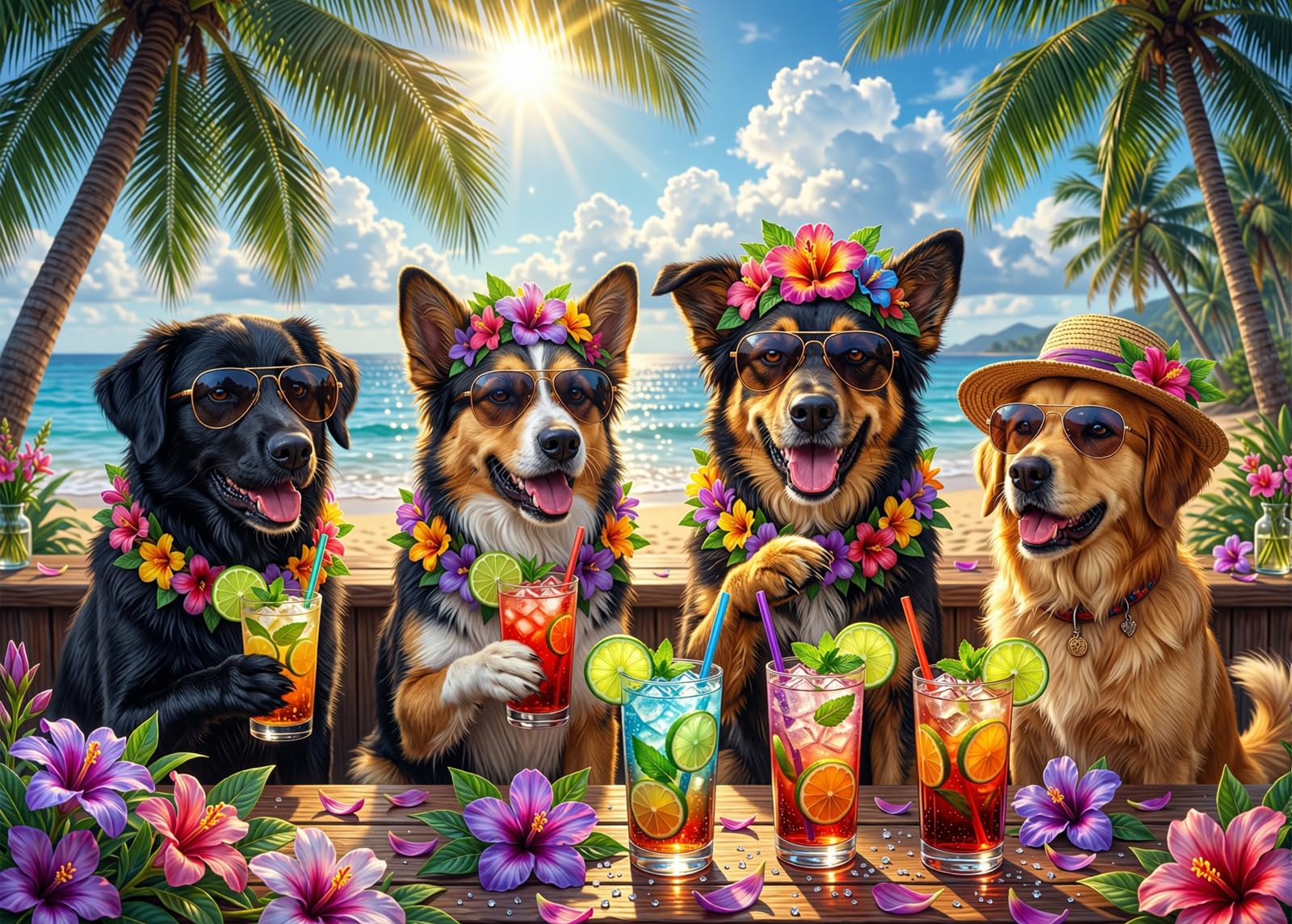 Bullglesup Puzzles for Adults 1000 Pieces, Pup Party Jigsaw with Poster Letter on Back, Unique Pieces Fit Well No Dust (27.5"x19.6") โ image 1