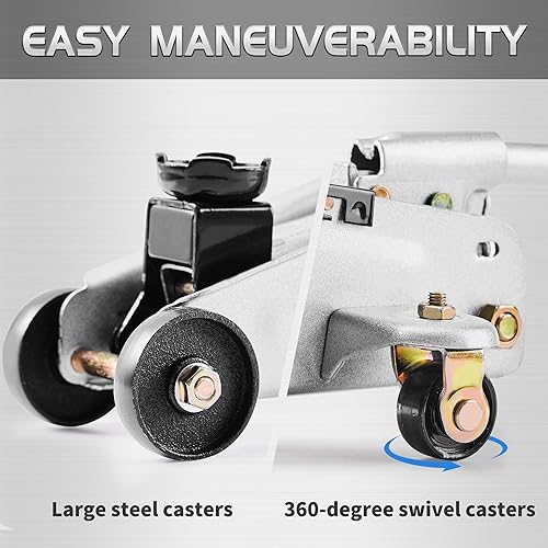 Miniatura 6 de TONDA Gato de piso, gato hidráulico portátil elevador de coche, capacidad de 2 toneladas (3,800 libras), plata