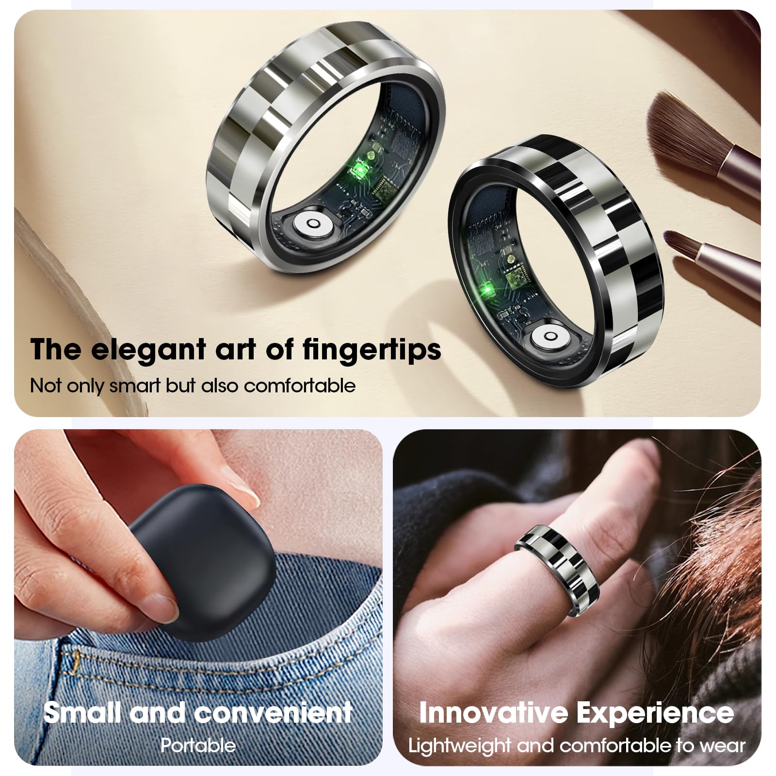 R02 Smart Ring Fitness Tracker Ring IP68 & 5ATM Waterproof Health