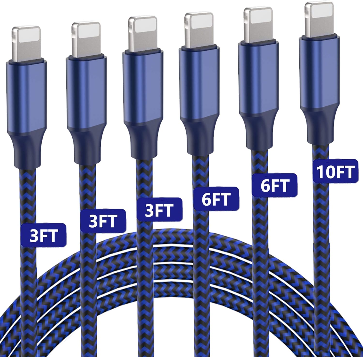 One-Day Sale: Up to 60% Off Lightning Charging Cables, MFi Certified 6 Pack(3/3/3/6/6/10FT) iPhone Charger USB Data Cord High Speed Cable Compatible with iPhone 12 Mini 11 Pro Max XS XR X 8 7 6S 6 Plus SE 5S iPad AirPods Pro