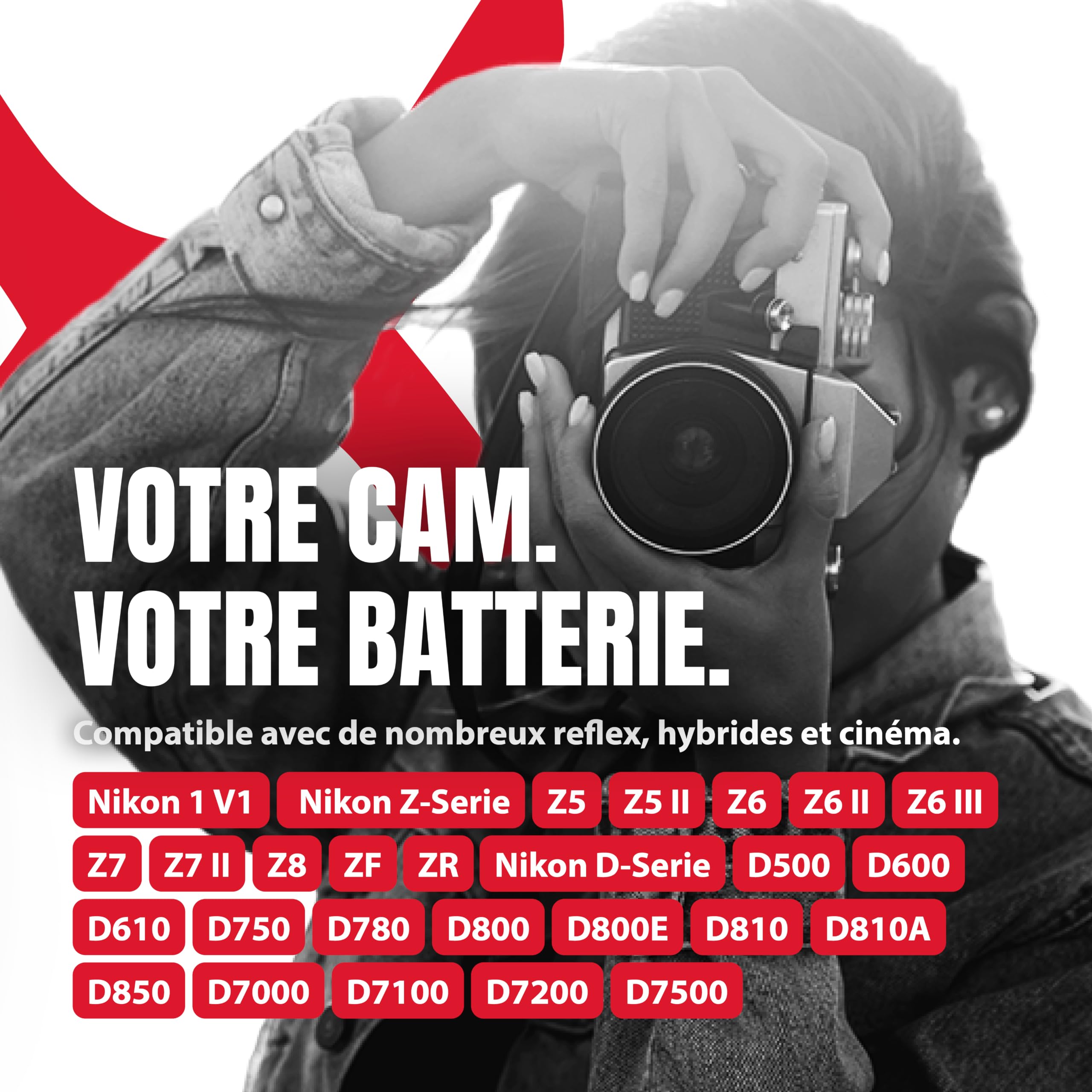 Baxxtar MaxProtect 2X Batterie pour Nikon EN-EL15c EN-EL15b/EL15, 2600mAh
