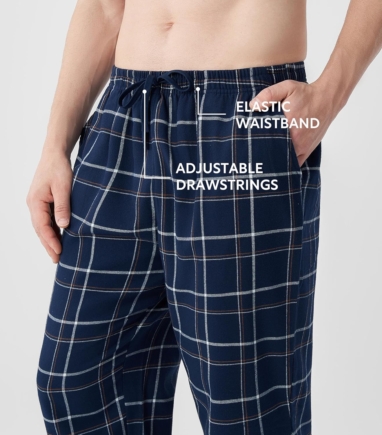 DAVID ARCHY Mens Flannel Pajama Pants Soft Cotton PJ Bottoms, Warm Plaid Lounge Sleep Pants with Pockets, Relaxed Fit 2-pack - Image 3