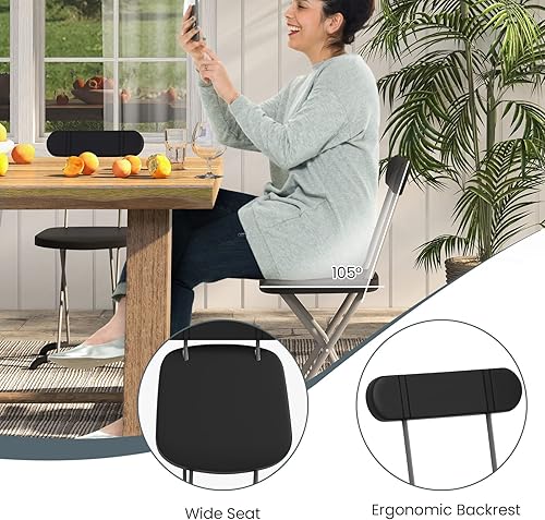 Miniatura 10 de S AFSTAR Juego de 8 sillas plegables de plástico con asiento ancho y respaldo ergonómico, sillas plegables de acero metálico con capacidad para