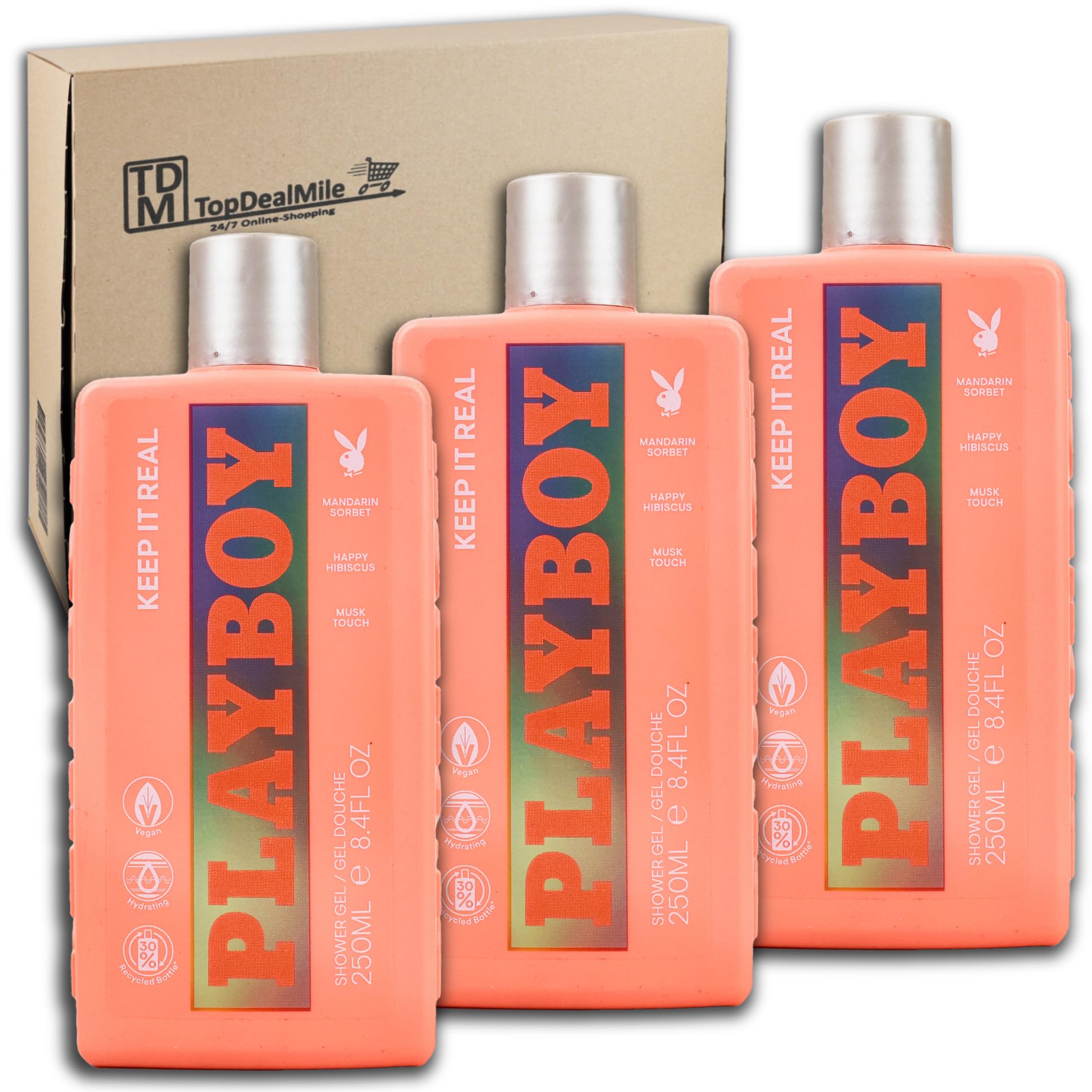 TopDealMile Lot de 6 flacons de gel douche pour femme Playboy Keep It Real 6 x 250 ml