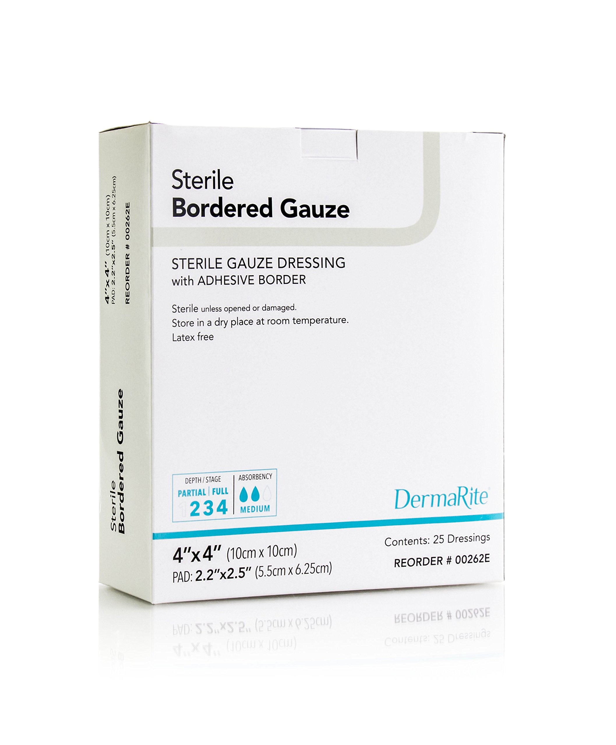 DermaRiteIndustries Sterile Bordered Gauze Dressing, 0.5 Pound