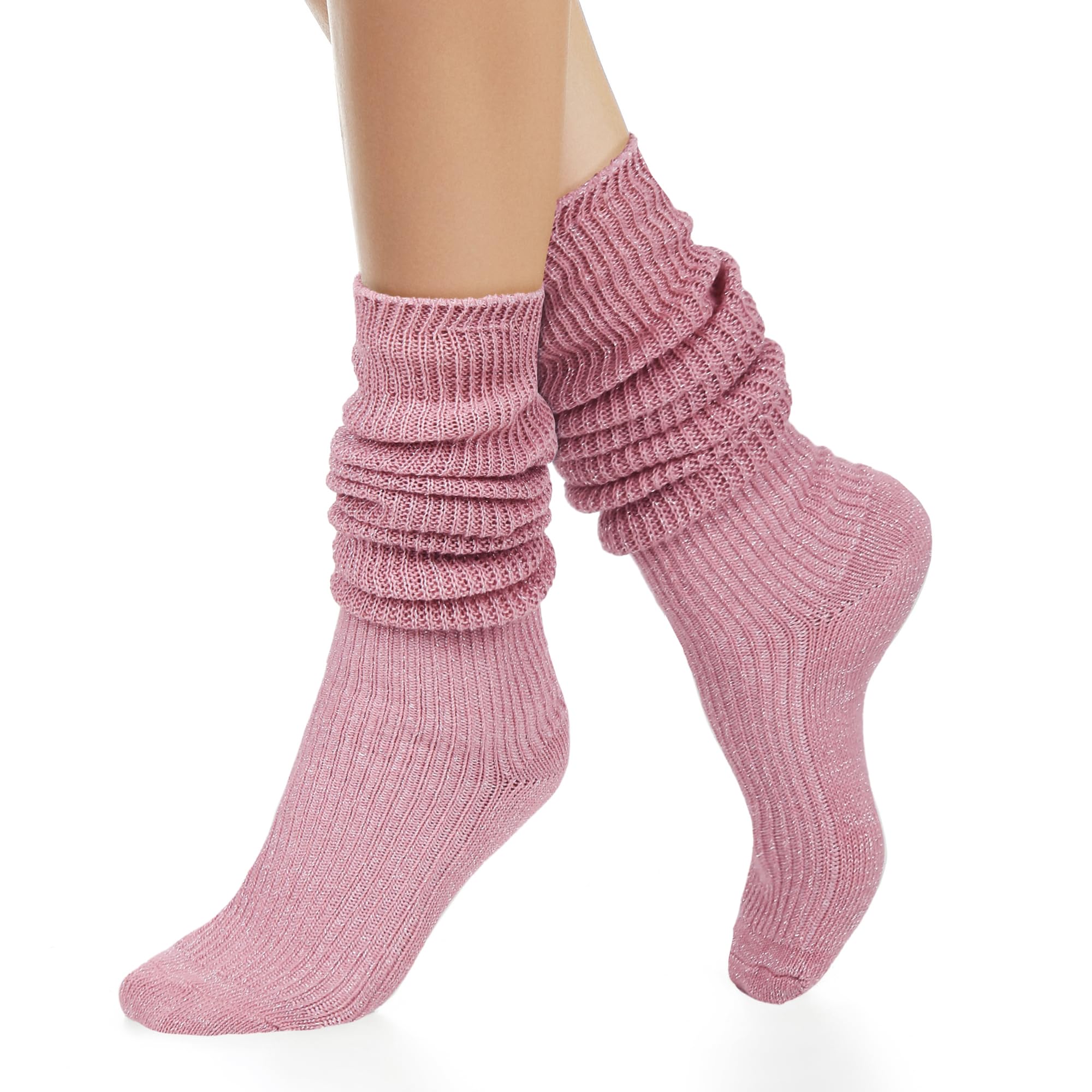 Benefeet Sox Calcetines holgados con purpurina para mujer y niña, bonitos calcetines hasta la rodilla, calcetines largos apilados