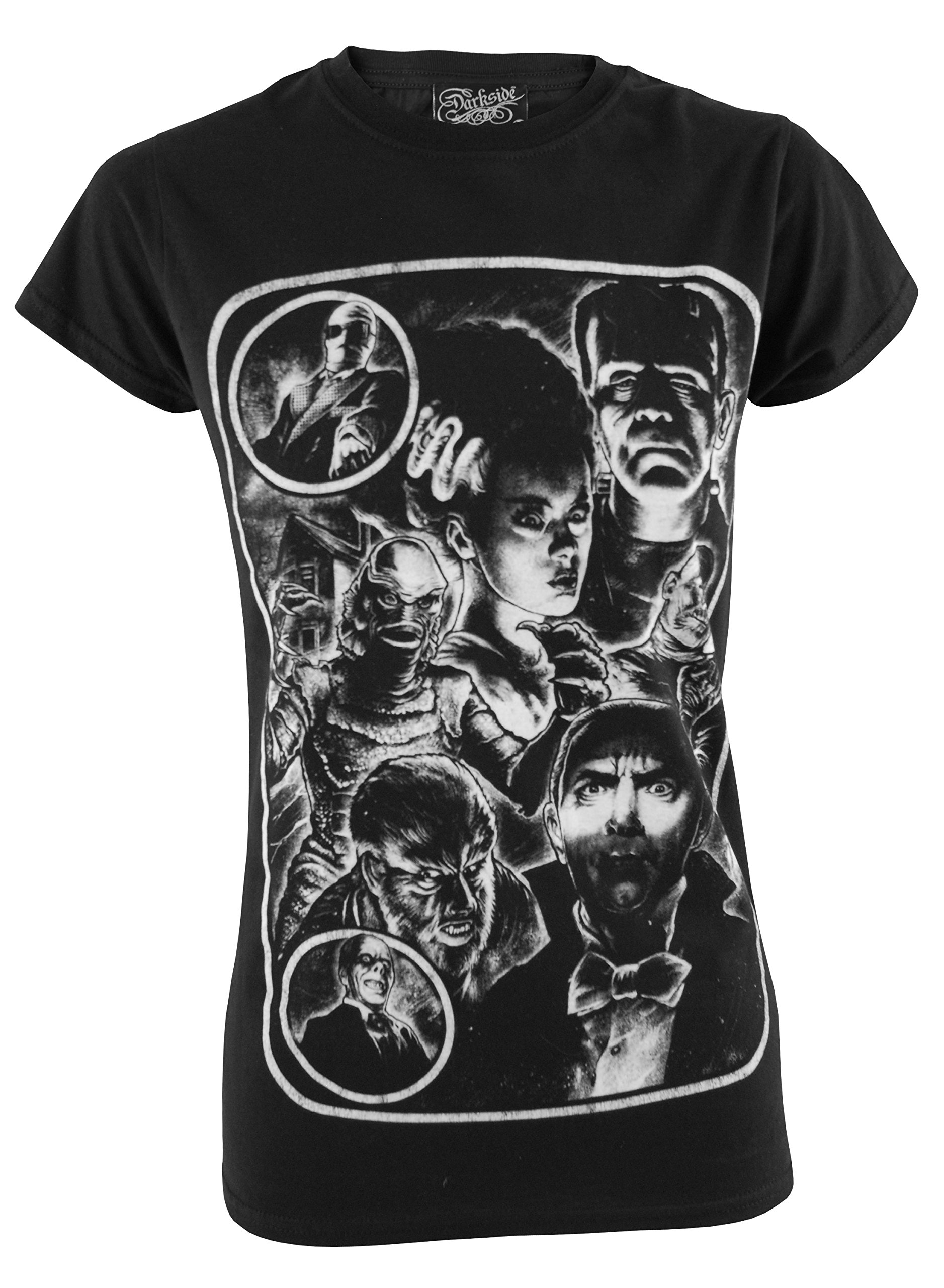 Darkside Clothing Women's Black Monster Mash Up Horror Movie Genuine Darkside T Shirt Medium