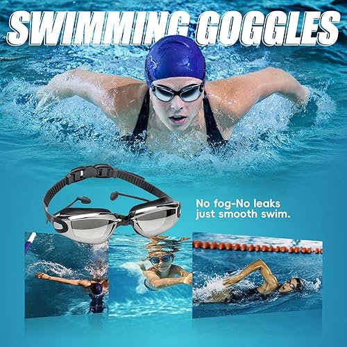 Miniatura 2 de Gafas de natación para adultos, antiniebla, sin fugas, con visión clara, gafas de piscina con sello profesional