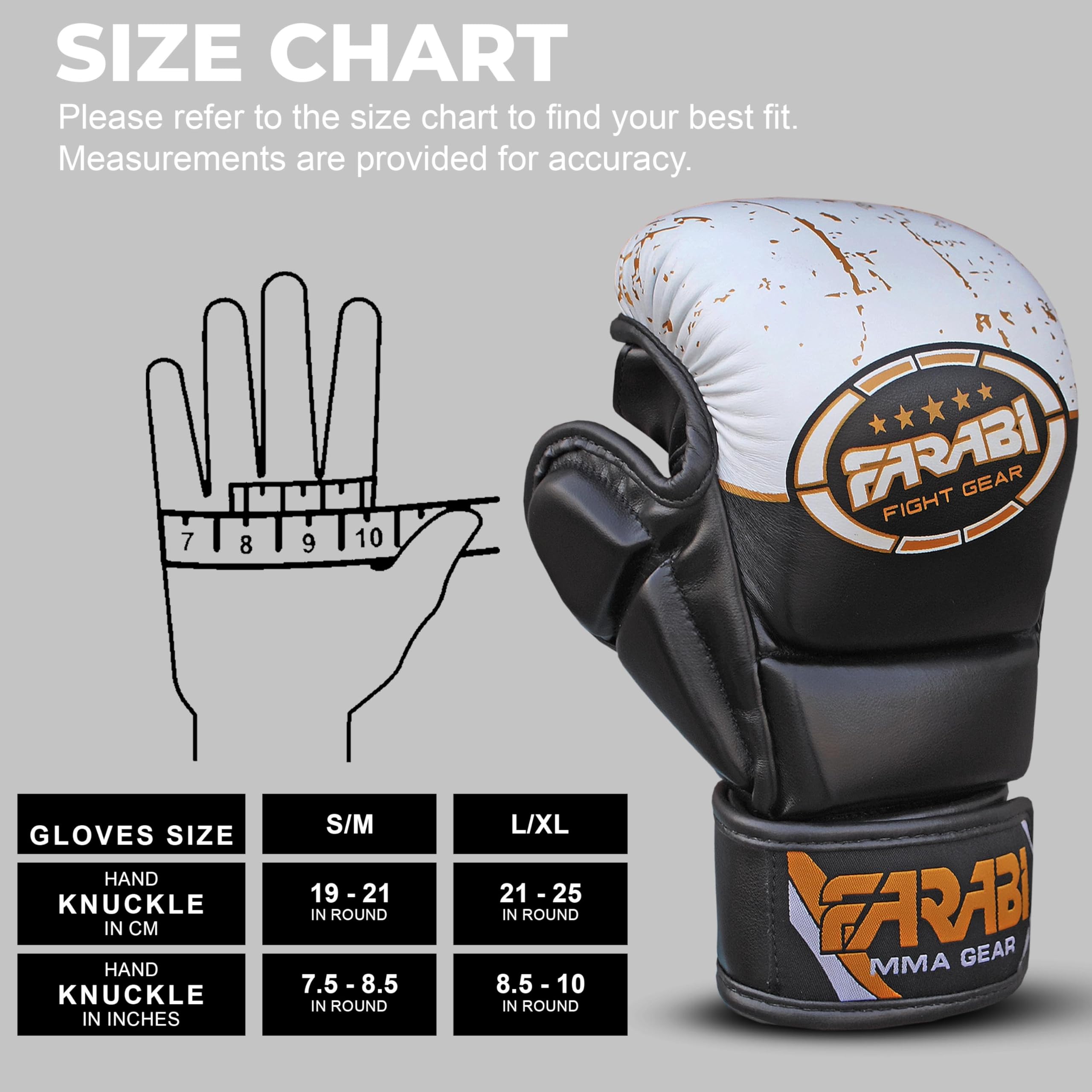 Farabi Sports Guantes MMA con Soporte de Muñeca Ajustable, Palma Abierta para Muay Thai y Entrenamiento