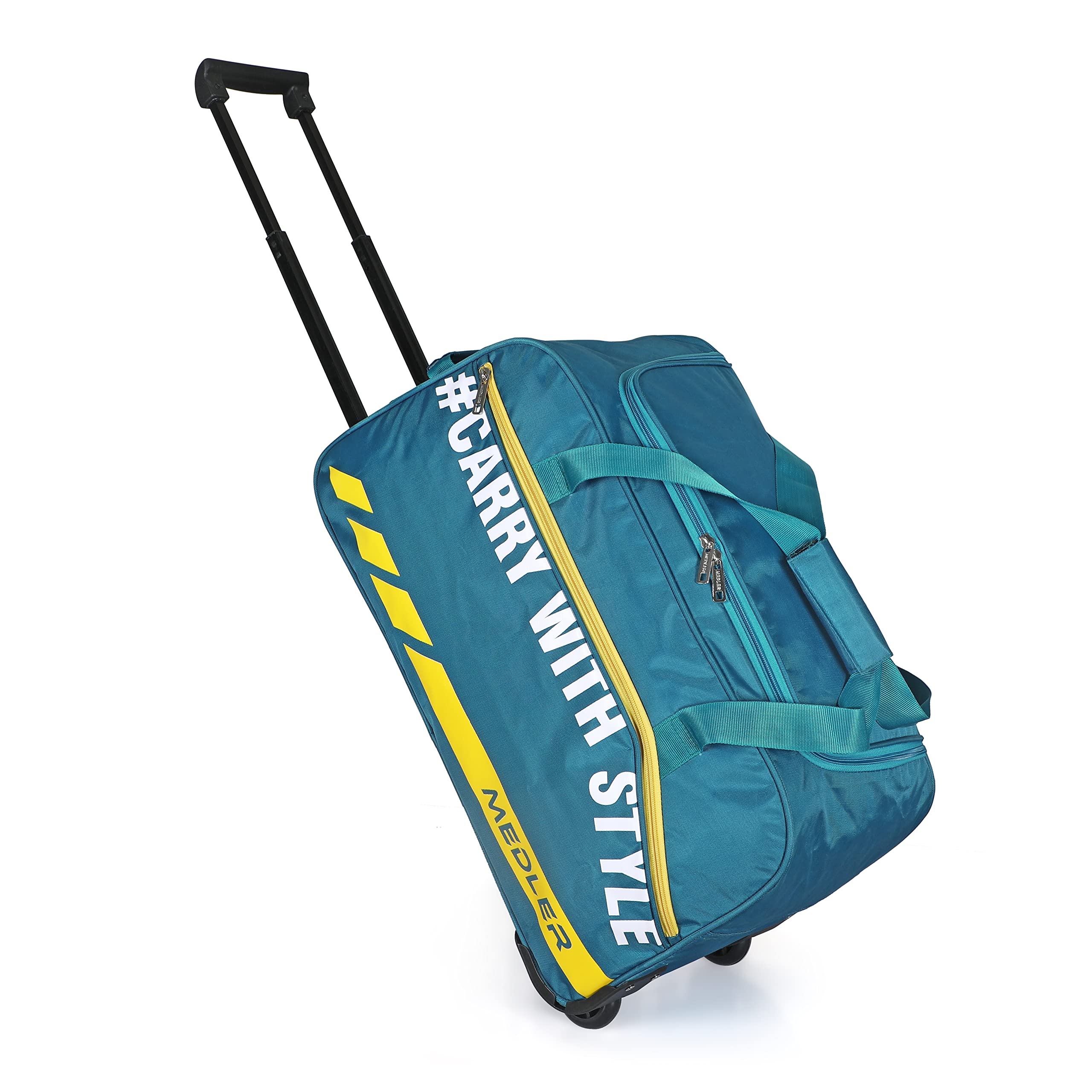 M MEDLER Carry 55.88cms Nylon Trolley Duffle Bag- Turquoise