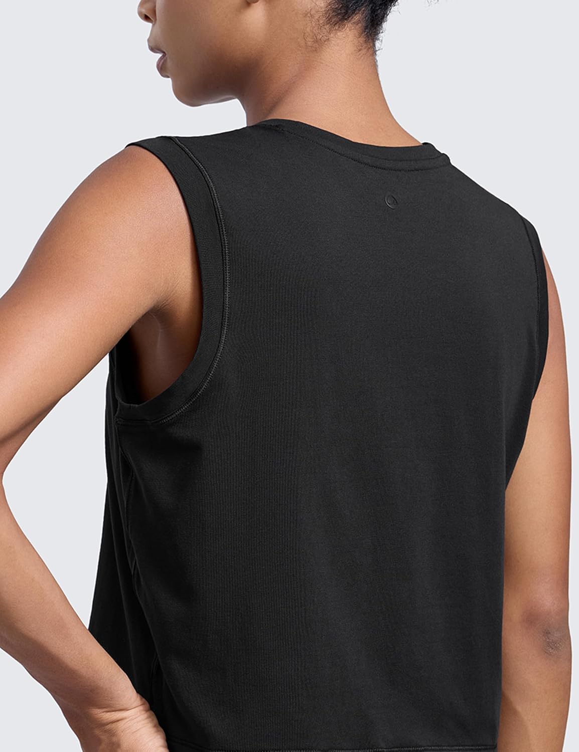 CRZ YOGA Cotton-Blend Workout Muscle Tank for Women Breathable Quick Dry High Neck Athletic Tops Casual Sleeveless Shirts - Image 4