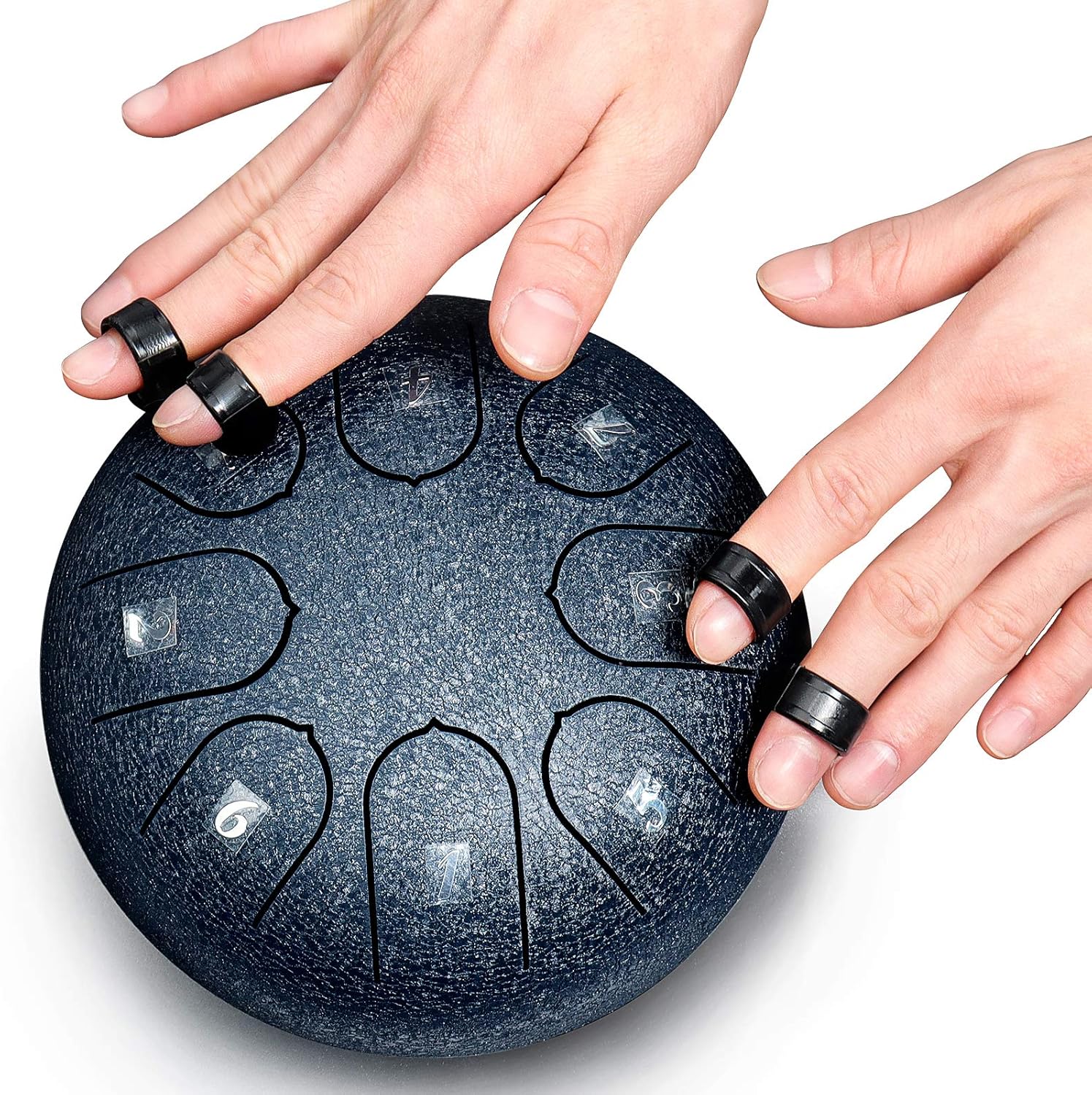 REGIS Alloy Steel Tongue Drum 8 Notes 6 Inches Chakra Tank Drum Steel Percussion Padded Travel Bag and Mallets (Navy) : Musical Instruments