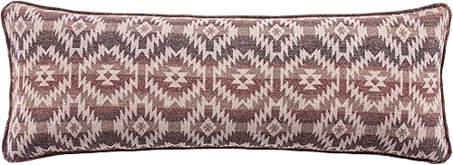 Miniatura 5 de Paseo Road by HiEnd Accents  Almohada lumbar occidental de mezcla de lana Taos, 14 x 42 pulgadas, estampado geométrico marrón, patrón azteca, estilo