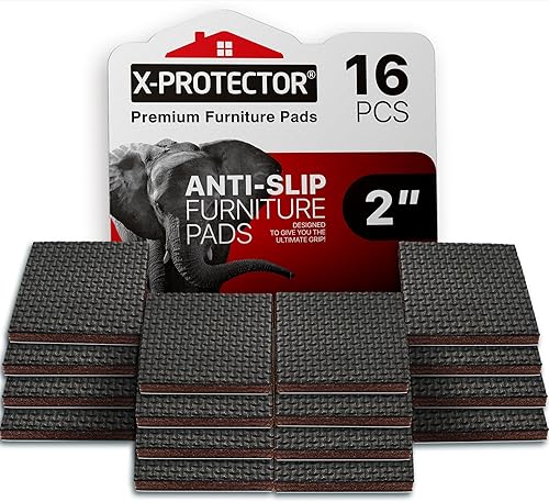 X-Protector - 16 almohadillas antideslizantes para muebles, 2 pulgadas, patas de goma autoadhesivas para muebles, protectores de piso, almohadillas