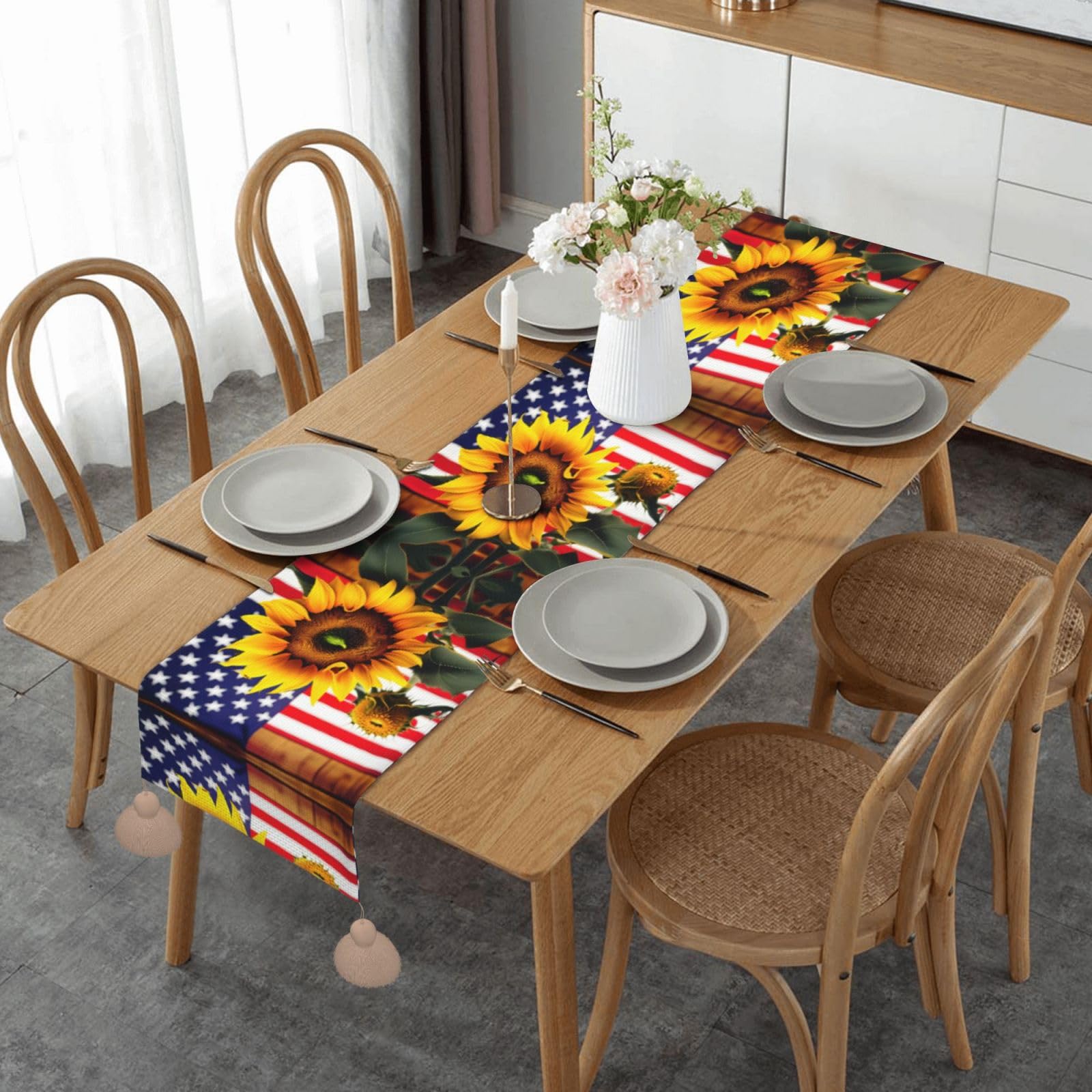 Chemin de table drapeau américain : sublimez votre décoration de mariage champêtre
