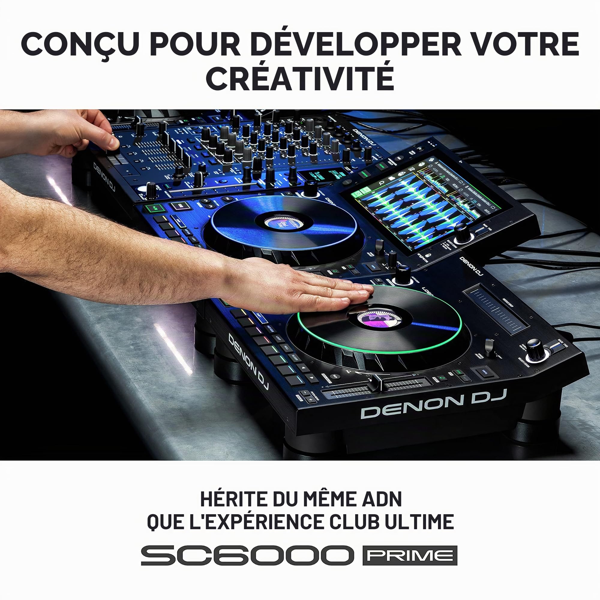 Denon DJ LC6000 – Contrôleur DJ USB pour moteur OS Media Player Sublayer Control pour Serato DJ, Virtual DJ et Algoriddim djay Pro AI