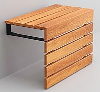 VioletArtHome 20" Folding Wall Mounted Teak Wood Shower Seat with Legs - ADA Compliant, 440lb Capacity, Handmade Water-Resistant Bath Bench