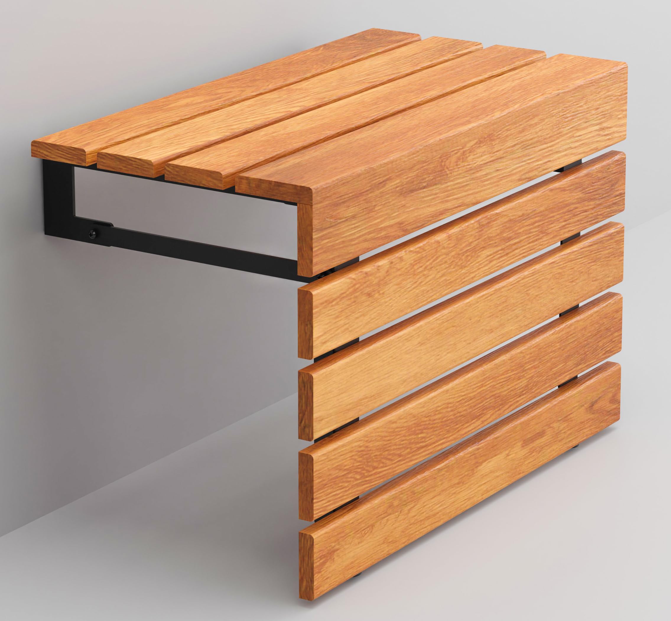 20" Asiento de ducha plegable de madera de teca grande montado en la pared, hecho a mano, banco de baño resistente y que cumple con ADA, taburete de baño robusto y que ahorra espacio, silla compacta y