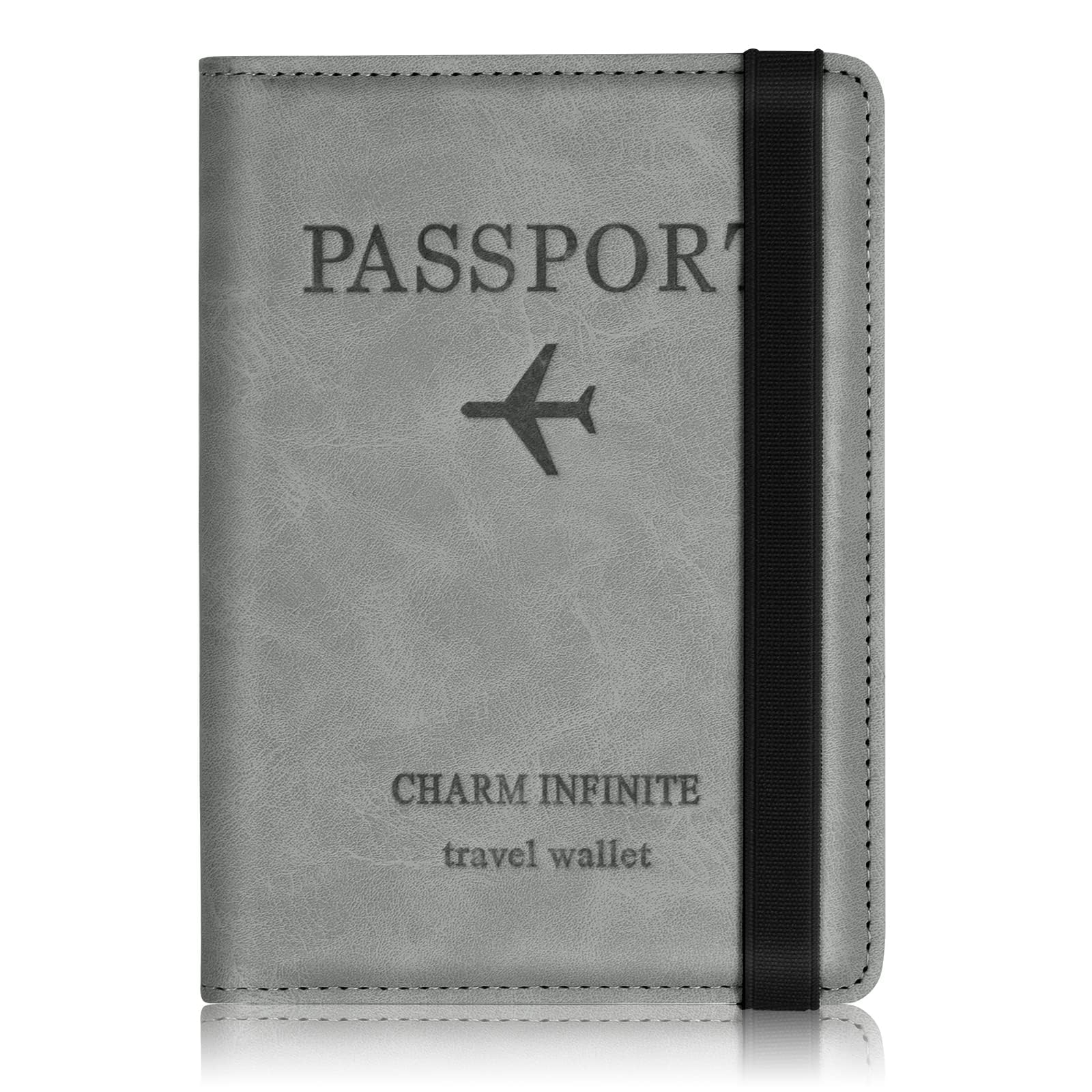 Shirene Etui na paszport, ze sztucznej skóry, etui na paszport, skóra PU, etui na paszport, karty kredytowe (szare)