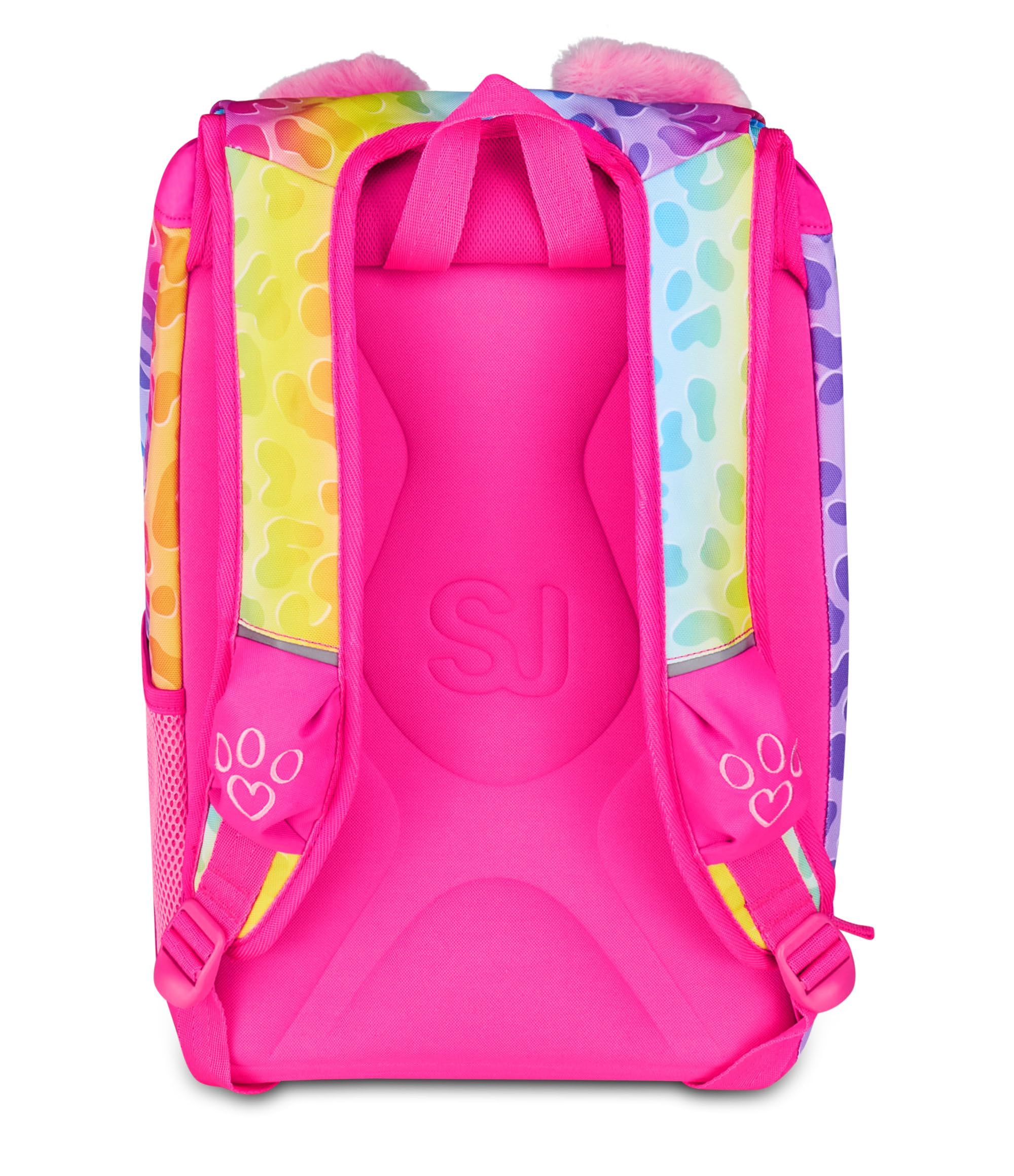 SJ GANG STYLE JAM GANG Zaino Scuola Estensibile Big, Fucsia, Zaino con Divisorio Interno, Tasca Superiore con Orecchie in Peluche, Tasca per Borraccia, 24 L, Zaino Scuola Elementare, Bambina