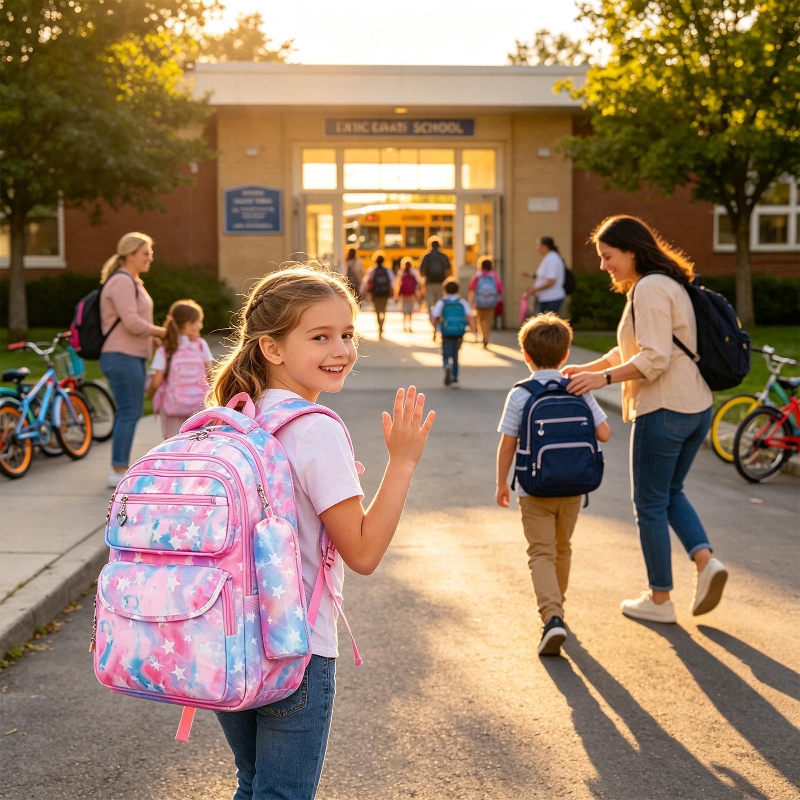 Zaino per la Scuola da Bambine Zaino Tote Grande Impermeabile Ed Ergonomico | Zaino bambini come Portapranzo, Valigia, Tote, adatto a Medie, Elementari e Asilo