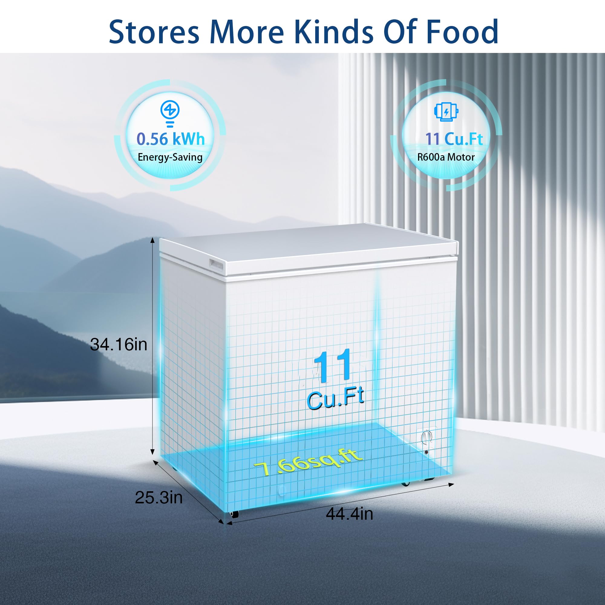7.0 Cu.Ft Chest Freezer, Top Open Door Deep Freezer With 7 Adjustable Thermostat (-18°F To 50°F), Compact Freezer With Removable Basket For Home/Garage/Office, Black on Fridge.com - View 2