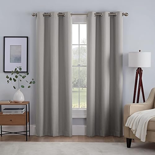 Eclipse Kylie - Cortinas de ventana con forro para sala de estar (2 paneles), 37 x 63 pulgadas, color gris