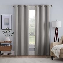 Eclipse Kylie Absolute Zero Blackout Noise Reducing Grommet Lined Window Curtains for Living Room 2 Panels, 37 in x 95 in, Grey
