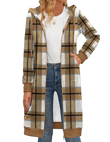 Women's Zip Up Hoodies Oversized Fleece Long Tunic Sweatshirts Casual