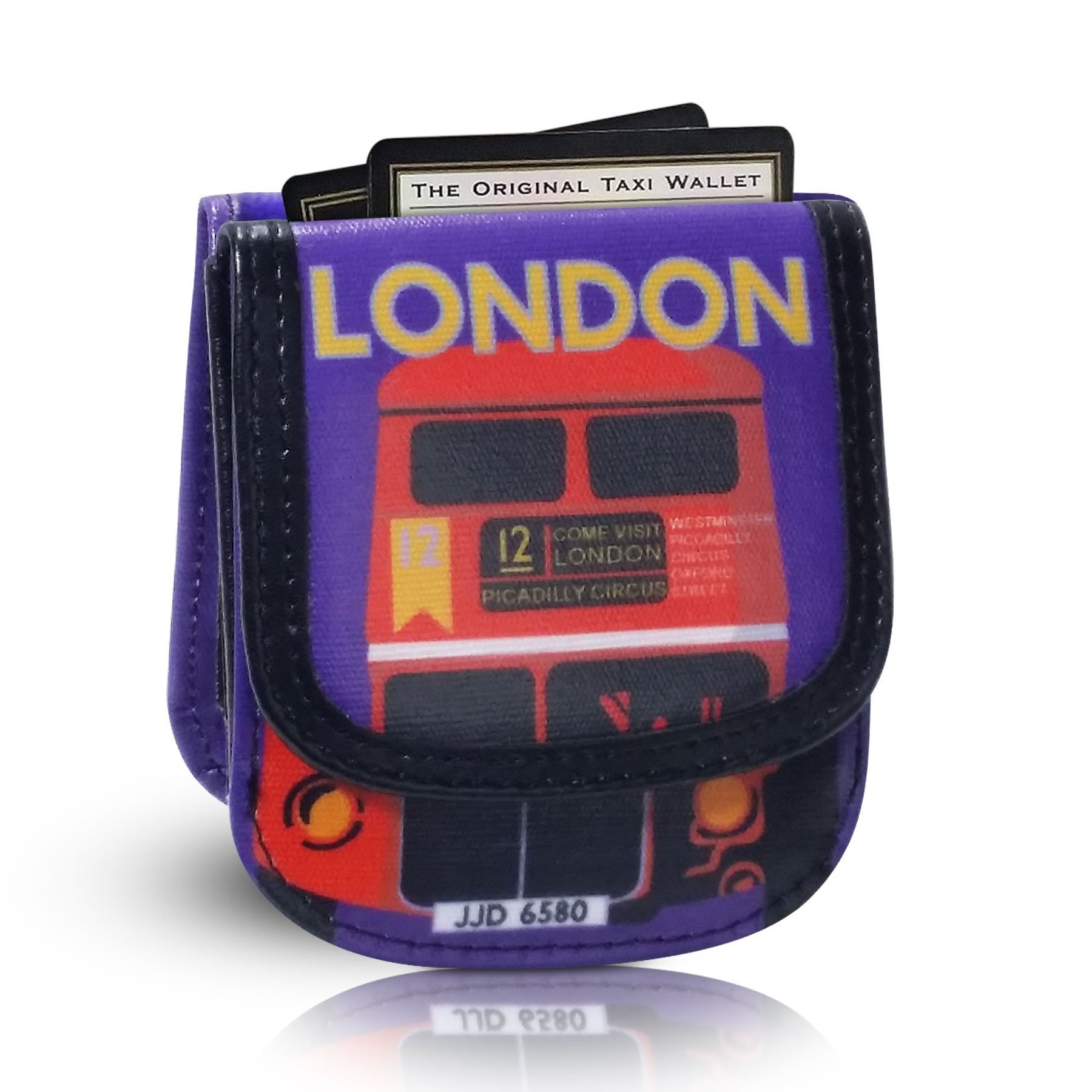 Taxi Wallet – Vegan Material, London – A Simple, Compact, Front Pocket, Folding Wallet, that holds Cards, Coins, Bills, ID – for Men & Women