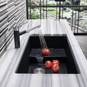 BLANCO, Anthracite 519450 PRECIS CASCADE SILGRANIT Undermount Kitchen Sink with Colander
