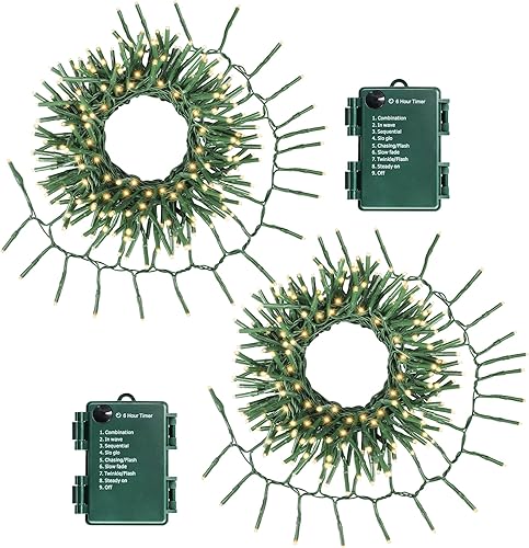 Miniatura 9 de 200 luces LED de Navidad en racimo, luces de cadena de Navidad tipo petardos, impermeables, 8 modos para interiores y exteriores, árbol de Navidad,