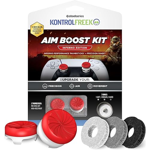 KontrolFreek Aim Boost Kit for Playstation 5 (PS5) and Playstation 4 (PS4) Controller | Includes Performance Thumbsticks and Precision Rings | Inferno Edition