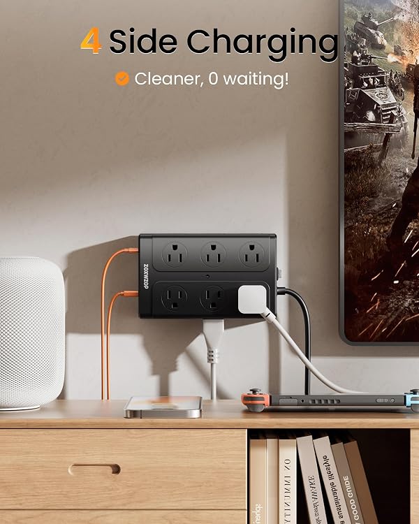 Surge Protector Power Strip 10FT Flat Plug 12 Outlets with 6 USB Ports by Zoxwzop - Used condition - Image 4