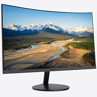 KOORUI 24 Inch Curved Computer Monitor, 60Hz 1080p FHD Desktop Monitor VA Panel with HDMI VGA Ports Free Flicker Low BlueLight, sRGB 99% Led Monitor for PC Home Office, VESA Compatible Black (24N5C)