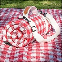 Genovega Extra Large 80x80 Waterproof Picnic Blanket - Foldable Beach Camping Mat for 4-8 Adults, Cute Checkered Outdoor Essential