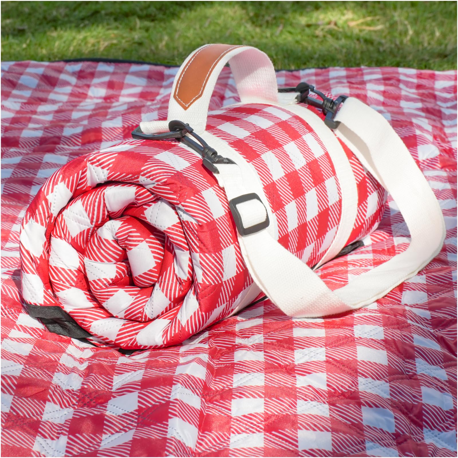 Photo 1 of Genovega Waterproof Picnic Blanket Beach Outdoor Camping Mat Rug Extra Large Foldable Cute Big Travel Essential Accessories Gift Park Patio Lawn Garden Grass Ground Music Festival Must Have Checkered
