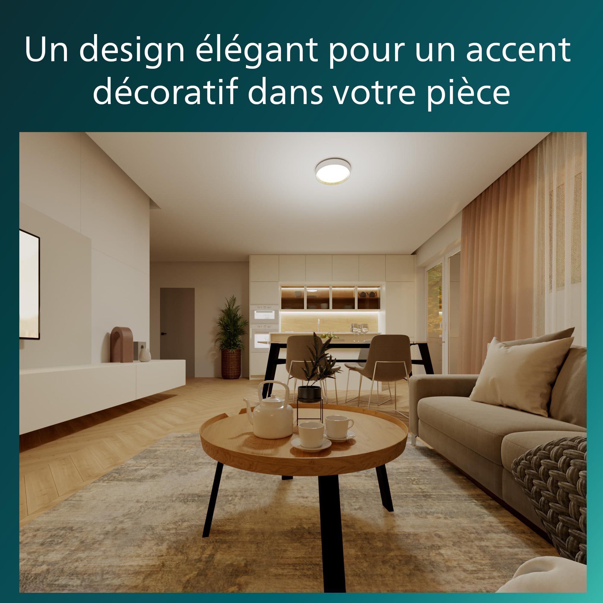 Philips Hanno Plafonnier LED avec SceneSwitch, 24 W, Variateur, 2800 lm, Éclairage led à lumière blanche et chaude 2700 K, Plafonnier avec la technologie EyeComfort, Facile à Installer, IP20, Blanc
