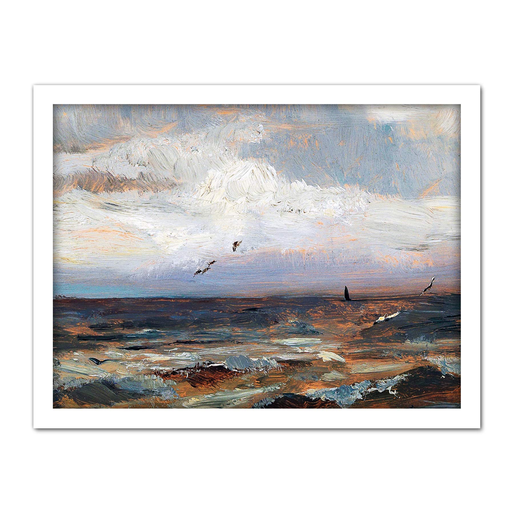 Artery8 Florian On The North Sea Waves Seascape Painting Artwork Framed Wall Art Print 18X24 Inch