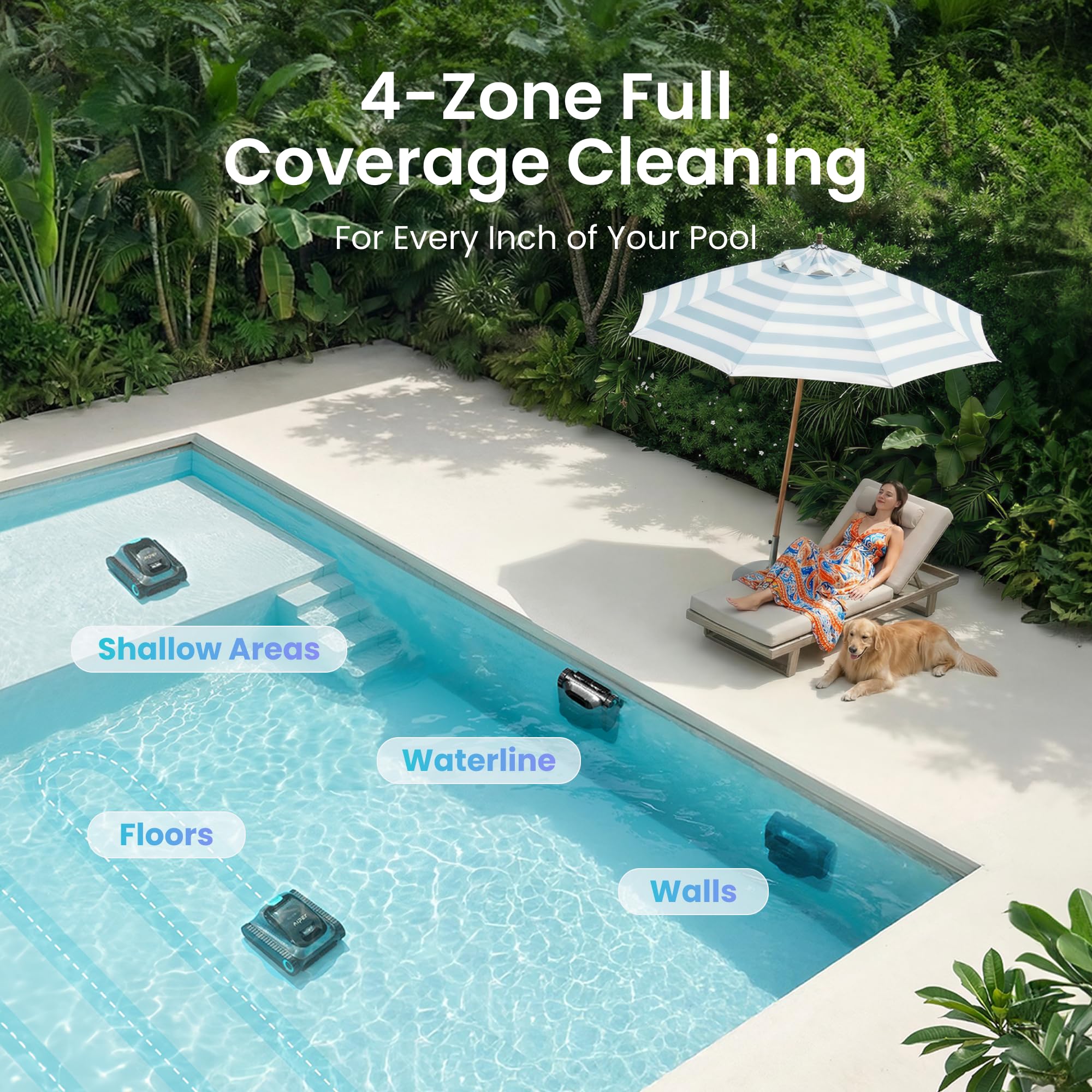 Aiper Scuba S1 Robotic Pool Cleaner, Wall & Waterline Cleaning, Dual Filtration, Extended 180-Min Battery Life, Smarter Navigation with High-Precision Sensors, App Support, OTA Upgrade - 5