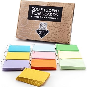 500 A7 Revision Flash Cards with Colours & Study Guide   Verbier Collection | Premium Quality, Blank Cards for Exams, Cue Cards, Index Cards, Study Notes
